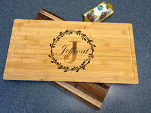 Load image into Gallery viewer, Family name bamboo charcuterie board