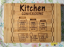 Load image into Gallery viewer, Measuring cheat sheet bamboo cutting board
