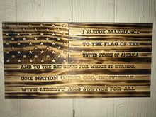 Load image into Gallery viewer, Carved 11.25x22 Wooden Flag - custom
