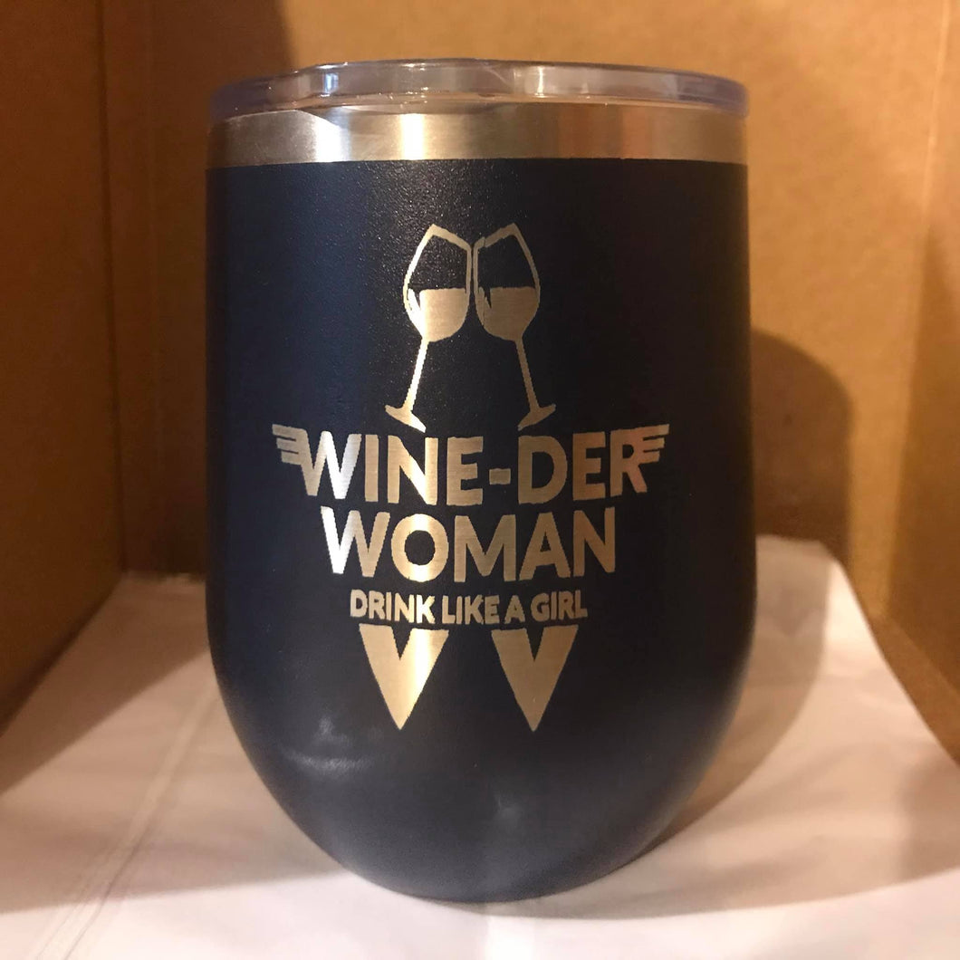 Wine-Der Woman stemless wine tumbler