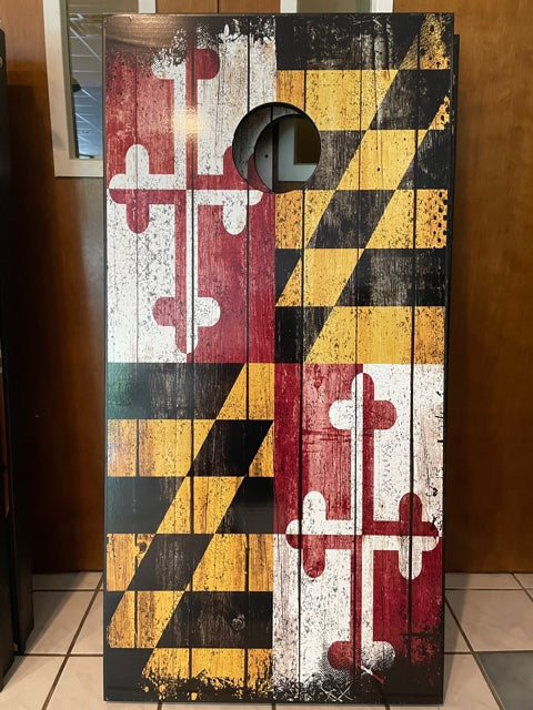 Maryland flag cornhole board set
