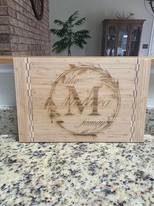 Family monogram engraved cutting board