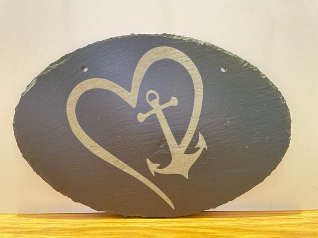 Heart Anchor Design slate sign