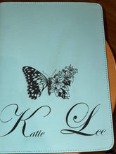 Load image into Gallery viewer, Lily butterfly Custom Engraved Leatherette Portfolio

