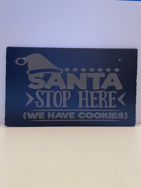 Santa Stop Here slate sign