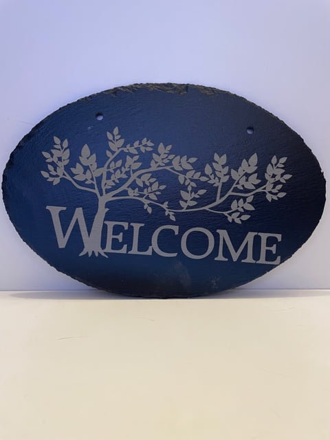 Welcome slate sign